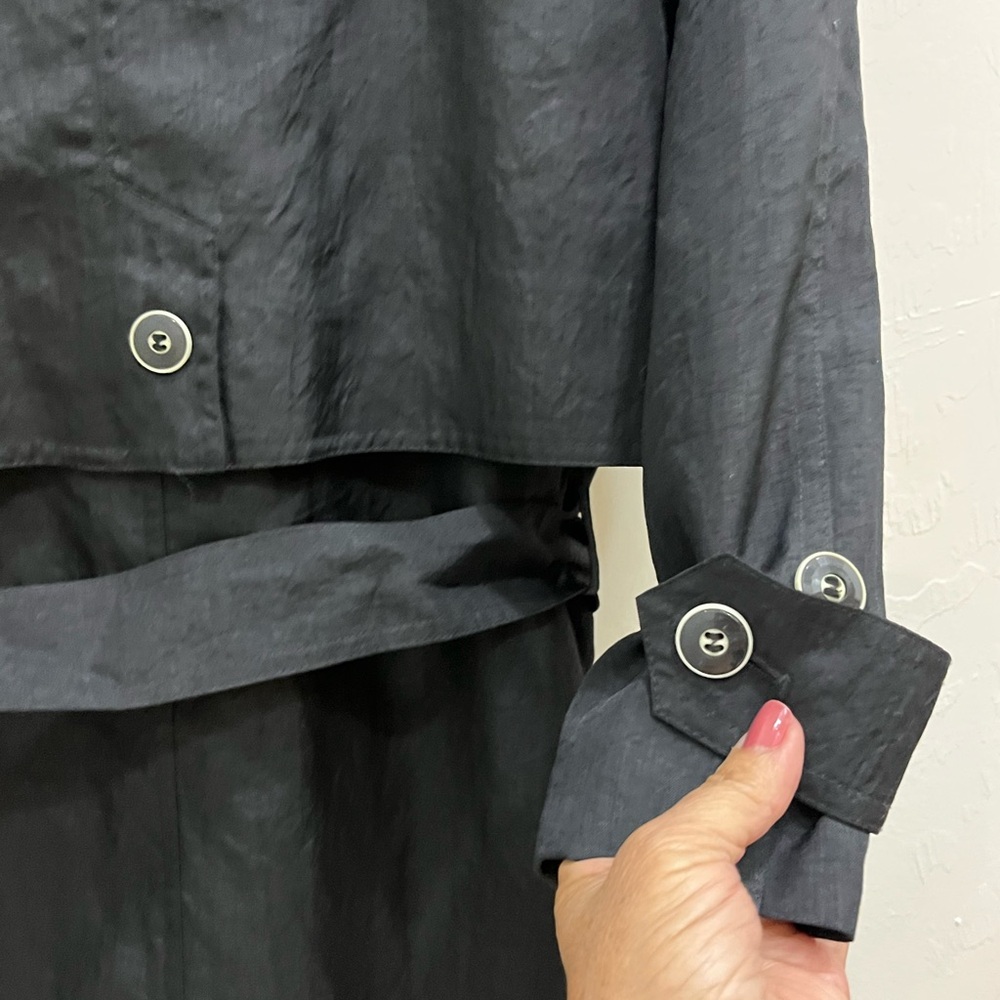 Gallery Trench Coat Women 6 Black Good Vintage Belted Polka Dot Lining - Picture 5 of 8